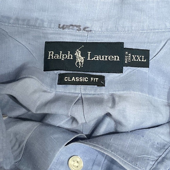 Polo Ralph Lauren Linen/Silk L/S Button Front Shirt Blue Men's XXL - Picture 3 of 4